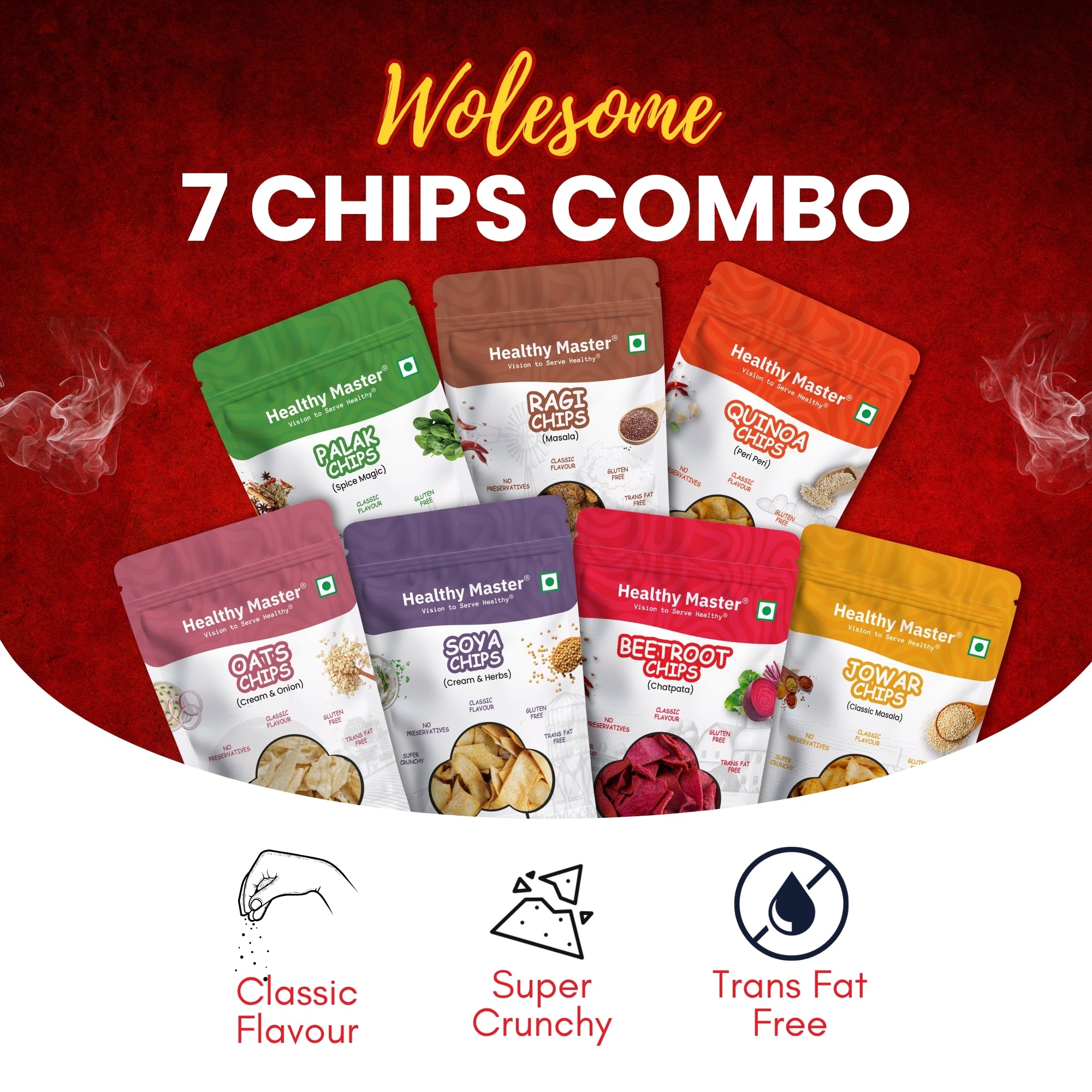 Healthy Master Light and Crispy Chips Combo (210gm) 30g Each (Pack of 7)